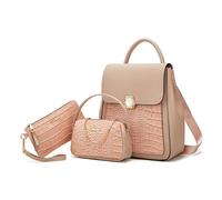 NICOLE & DORIS Bolso Mochila Mujer Pequeño Mochila 3 en 1 Mochila de Moda de Cuero PU Mini Bolso Mochila con Monedero Daypack Impermeable Rosa