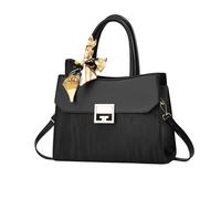 NICOLE & DORIS Bolso Mujer Bolso de Mano Elegante Bolso Bandolera Fashion Bolso de Hombro Cuero PU Bolso Tote Patrón de Ondas Negro