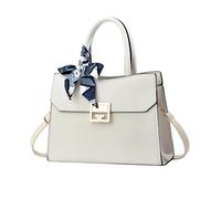 NICOLE & DORIS Bolso Mujer Bolso de Mano Elegante Bolso Bandolera Fashion Bolso de Hombro Cuero PU Bolso Tote Patrón de Ondas Blanco