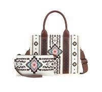 NICOLE & DORIS Bolso Mujer Grande Bolso de Mano Set Bolso Bandolera Estampado Bolso de Hombro Lona Bolsos Hobo Bolso Shopper para Trabajo Viaje Beige 2 Piezas S