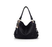 NICOLE & DORIS Bolso de Mano para Mujer Bolsos de Hombro de Cuero Suave Grande Elegante Bandolera Bolso Tote Bolso con Bandolera Ajustable Negro