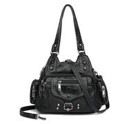 NICOLE & DORIS Bolso Mujer Grande Bolsos Bandolera Retro Bolso Shopper Totes PU Cuero Suave Bolso de Mano Impermeable Bolso Hombro Bolso Hobo per Lavoro, Shopping e Viaggi Negro