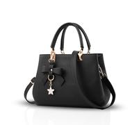 Nicole & Doris Bolso Mujer Hombro Bolso PU Cuero Simple Bolso Señora Bandolera Bowknot Bolso Compras, Diario Vida Negro