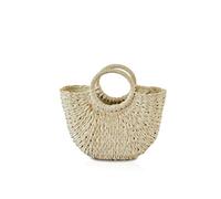 NICOLE & DORIS Bolso Nuevas Mujeres Verano Playa Bolsa Manija Bolsa de ratán Paja Bolsa tejida para dama Beige
