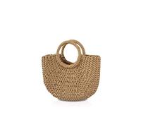 NICOLE & DORIS Bolso Nuevas Mujeres Verano Playa Bolsa Manija Bolsa de ratán Paja Bolsa Tejida para Dama Khaki