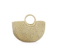 NICOLE & DORIS Bolso Nuevas Mujeres Verano Playa Bolsa Manija Bolsa de ratán Paja Bolsa tejida para dama Beige