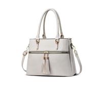 NICOLE & DORIS Bolso para Mujer Bolso de Mano Moderno Bolso Bandolera Cuero PU Bolso Tote de Bolsillo Múltiple Bolso de Hombro para Trabajar Compras Blanco