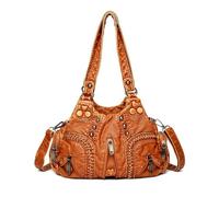 NICOLE & DORIS Bolso Señora Bandolera Retro Bolso de Mano Mujer Bolso Hobo PU Cuero Suave Bolso Hombro Casual Bolso Shopper Totes per Lavoro, Shopping e Viaggi Marrón