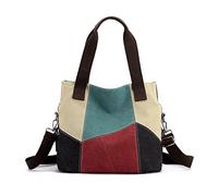 NICOLE & DORIS Bolso Tela Hombro Mujer Bolso de Mano Lona Bolso Bandolera Multicolor Bolso Shopper Tote Casual Bolsa de Mensajero Bolsos Cruzados Rojo