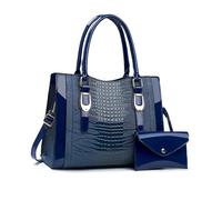NICOLE & DORIS Bolso Tote 2 Piezas Bolsos Mujer Bolso de Mano Elegante Bolso con Monedero Bolso Bandolera Charol Bolso de Hombro para Viajes Compras Trabajo Azul