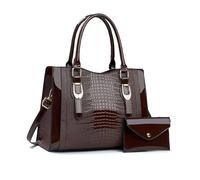 NICOLE & DORIS Bolso Tote 2 Piezas Bolsos Mujer Bolso de Mano Elegante Bolso con Monedero Bolso Bandolera Charol Bolso de Hombro para Viajes Compras Trabajo Café