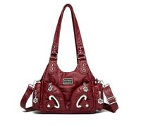 NICOLE & DORIS Bolso Tote Mujer Bolso Bandolera Casual Bolso Shopper Bolso de Mano PU Cuero Suave Bolso Hombro Bolso Hobo per Lavoro, Shopping e Viaggi Burdeos