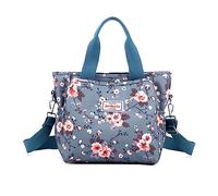 NICOLE & DORIS Bolso Tote Mujer Grande Bolso de Mano Estampado Bolso Bandolera de Bolsillo Múltiple Bolso Hombro Casual Bolso Shopper Flor Azul Claro