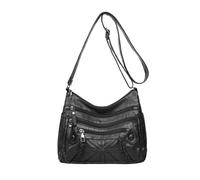 NICOLE & DORIS Bolsos Bandolera Mujer Retro Bolsos Cruzados Bolso Hombro PU Cuero Impermeable Bolso de Bolsillo Múltiple Bolso Crossbody per Lavoro, Shopping e Viaggi Negro