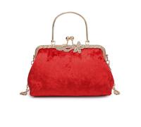 NICOLE & DORIS Bolsos Clutch Mujer Bolso de Noche Elegante Bolso de Mano Monedero Bolso Bandolera Pequeño Cadena Bolso Kiss Lock Bolsos para Fiesta Cóctel Ceremonia Rojo