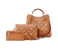 NICOLE & DORIS Bolsos de Hombro,Bolsa de asa Superior Bolsa Tote Bag Grande,Bolso para Trabajar Mujer 3pcs Set para Viajes Compras Trabajo Citas Marrón