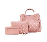 NICOLE & DORIS Bolsos de Hombro,Bolsa de asa Superior Bolsa Tote Bag Grande,Bolso para Trabajar Mujer 3pcs Set para Viajes Compras Trabajo Citas Rosa