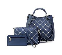 NICOLE & DORIS Bolsos de Hombro,Bolsa de asa Superior Bolsa Tote Bag Grande,Bolso para Trabajar Mujer 3pcs Set para Viajes Compras Trabajo Citas Azul