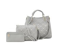 NICOLE & DORIS Bolsos de Hombro,Bolsa de asa Superior Bolsa Tote Bag Grande,Bolso para Trabajar Mujer 3pcs Set para Viajes Compras Trabajo Citas Gris