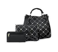 NICOLE & DORIS Bolsos de Hombro,Bolsa de asa Superior Bolsa Tote Bag Grande,Bolso para Trabajar Mujer 3pcs Set para Viajes Compras Trabajo Citas Negro