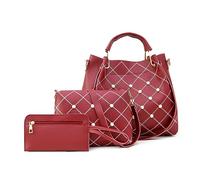 NICOLE & DORIS Bolsos de Hombro,Bolsa de asa Superior Bolsa Tote Bag Grande,Bolso para Trabajar Mujer 3pcs Set para Viajes Compras Trabajo Citas Rojo