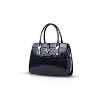 NICOLE&DORIS Bolsos de Las Señoras Bolsos Mujer Informal Nueva Bolso Bandolera Mujer PU Cuero de Patente Cáscara Bolso Hombro Portátil Bolsa Tote Grande Negro