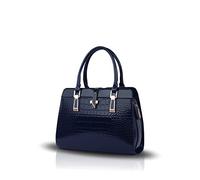 NICOLE&DORIS Bolsos de Las Señoras Bolsos Mujer Informal Nueva Bolso Bandolera Mujer PU Cuero de Patente Cáscara Bolso Hombro Portátil Bolsa Tote Grande Azul Marino