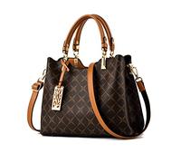 NICOLE & DORIS Bolsos de Mano Mujer Bolso Bandolera Mediano Bolso Estampado Bonito Bolso Hombro PU Cuero Bolso Señora Tote para Trabajo Compras Viaje Marrón
