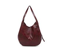 NICOLE & DORIS Bolsos de Mano Mujer Bolso de Hombro de Cuero PU Lavadas Suaves Bolsos Bandolera Retro Bolsa Tote Vintage para Trabajo, Diario Vida Bolsa de Compra Vino Tinto