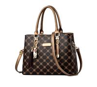 NICOLE & DORIS Bolsos de Mano Mujer Bolso Estampado Bolso Señora Bandolera Elegancia Mediano Bolso Tote Cuero PU Bolsos de Hombro con Colgante Marrón