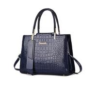 NICOLE & DORIS Bolsos de Mano Mujer Bolso Señora Tote Fashion Bolso Bandolera Cuero PU Bolso Estampado Bolsos de Hombro para Trabajo Viaje Azul Oscuro