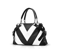 NICOLE & DORIS Bolsos de Mano para Damas con asa Superior para Mujeres Bolsa de Cuerpo Cruzado Bolso de Hombro Blanco y Negro