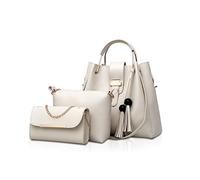 NICOLE & DORIS Bolsos de Mano para Mujer Bolsas de 3 Piezas Juego de Bolsos para Damas Bolsos con Cadena Bolsos con Asas Superiores Bolsos de Hombro Beige