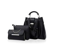 NICOLE & DORIS Bolsos de Mano para Mujer Bolsas de 3 Piezas Juego de Bolsos para Damas Bolsos con Cadena Bolsos con Asas Superiores Bolsos de Hombro Negro