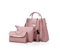 NICOLE & DORIS Bolsos de Mano para Mujer Bolsas de 3 Piezas Juego de Bolsos para Damas Bolsos con Cadena Bolsos con Asas Superiores Bolsos de Hombro Rosado