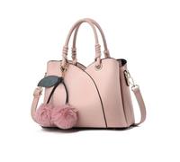 NICOLE & DORIS Bolsos de Moda Bolso de Mano Mujer Bolso Bandolera Elegancia Bolso Hombro Cuero PU Bolso Totes con Pompón Rosa