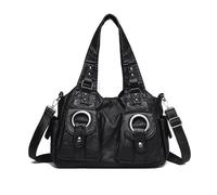 NICOLE & DORIS Bolsos de Moda Mujer Bolso de Mano Elegante Bolso Tote Hobo Bag Bolso Bandolera Retro Bolso Hombro PU Cuero Suave Bolso Cruzados per Lavoro, Shopping e Viaggi Negro