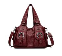 NICOLE & DORIS Bolsos de Moda Mujer Bolso de Mano Elegante Bolso Tote Hobo Bag Bolso Bandolera Retro Bolso Hombro PU Cuero Suave Bolso Cruzados per Lavoro, Shopping e Viaggi Burdeos