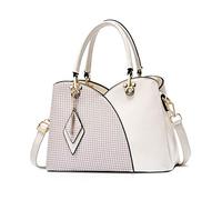 NICOLE & DORIS Bolsos de Moda para Mujer Bolso de Mensajero Bolso de Hombro a Cuadros Bolsos de Asa Superior Bolso Bandolera con Colgante Blanco