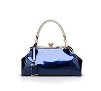 NICOLE & DORIS Bolsos de mujer bolsa de cuero de charol Bolsos de noche de moda Bolso de hombro para fiesta, azul, large, Elegante