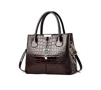 NICOLE & DORIS Bolsos de Mujer Bolsa Tendencia de Charol Bolso Bandolera Mediano Bolso de Mano para Trabajo Bolso Hombro Bolsos Cruzados con Lindo Colgante Café