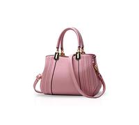 NICOLE & DORIS Bolsos de Mujer Bolso Bandolera Mediano Hombro Bolso Diseño Señoras Tote Bolsos de Mano Raya PU Cuero Bolsos para Shopper,Trabajo Rosa Claro A