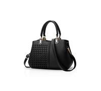 NICOLE & DORIS Bolsos de Mujer Bolso Bandolera Mediano Hombro Bolso Diseño Señoras Tote Bolsos de Mano Raya PU Cuero Bolsos para Shopper,Trabajo Negro A