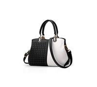 NICOLE & DORIS Bolsos de Mujer Bolso Bandolera Mediano Hombro Bolso Diseño Señoras Tote Bolsos de Mano Raya PU Cuero Bolsos para Shopper,Trabajo Negro Blanco