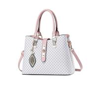 NICOLE & DORIS Bolsos de Mujer Bolso Estampado Bolso Bandolera Elegante Bolso de Mano Impermeable Bolso de Hombro Cuero PU para Trabajo Viaje Blanco con Rosa