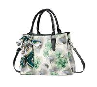 NICOLE & DORIS Bolsos de Mujer Bolso Mano Floral Bolsos Bandolera Estampado Cuero PU Bolso de Hombro Bolso Tote para Trabajar Compras Viaje Verde