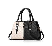 NICOLE & DORIS Bolsos de Mujer, Bolso Señora Tote PU Cuero Bolso Hombro de Flores Bolso Shopper with Metal Crystal Tassels Rojo