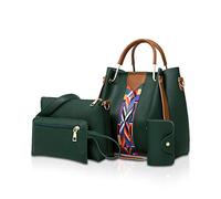 NICOLE & DORIS Bolsos de Mujer Bolsos de Hombro Bolsos de 4 Piezas Bolso Bandolera para Mujer Monedero Verde