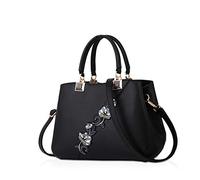 NICOLE & DORIS Bolsos de mujer Bolsos de moda para damas estampado de flores Bolsos de mano bolsos de hombro Negro