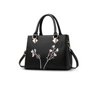 NICOLE & DORIS Bolsos de Mujer Diseño Bolso de Las Señoras Bolso Bandolera PU Piel Moda Bolsos de Hombro Resistente Pequeños con Impresión de Bordado Negro
